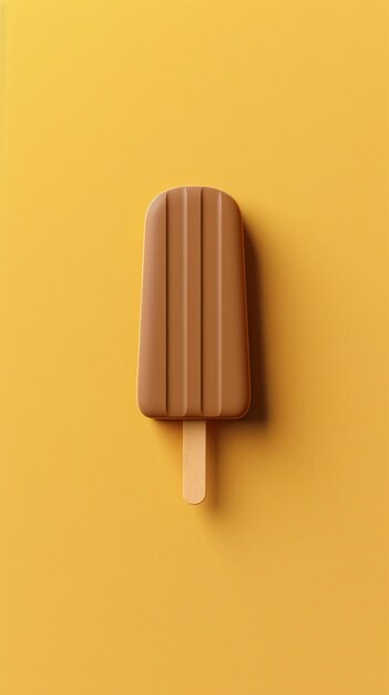 Photo a cartoonish image of a brown ice cream stick with a yellow and white handle