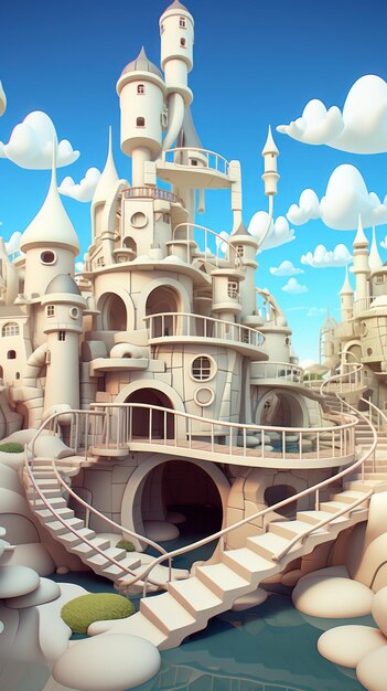 cartoonish_scary_medieval_castle land_ uhd wallpaaper