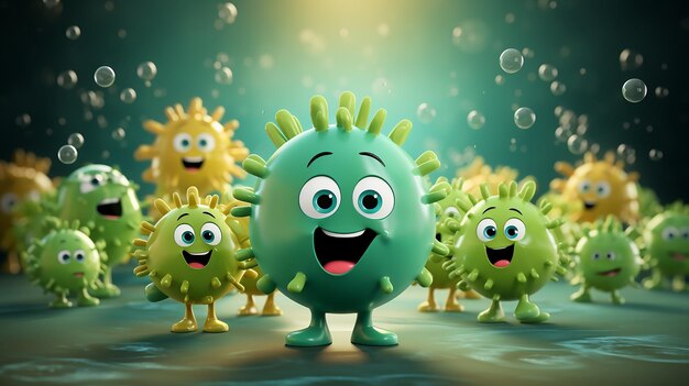 Бактерии Bacillus Subtilis, похожие на мультфильмы