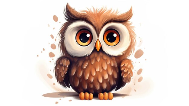 cartoons a cute owl white background Generate AI