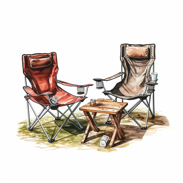 Cartoonstyle Camping Chairs With Coffee Table For Outdoor Relaxation