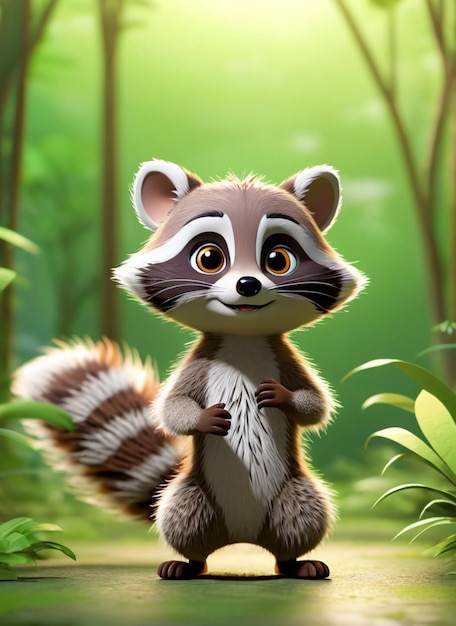 Premium Photo | Cartoonstyle depiction of a raccoon standing upright on ...