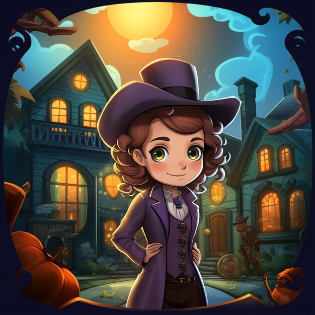 Cartoonstyle halloween mystery solvers ghostly detective agency