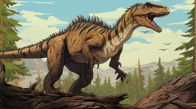 Cartoonstyle Illustration Of Deinonychus Arctodus A Giant Bear With A Short Face