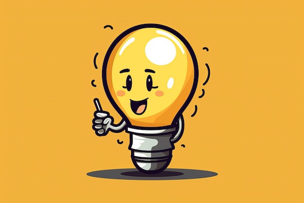 Photo cartoonstyle light bulb with light bulb crown ai generated