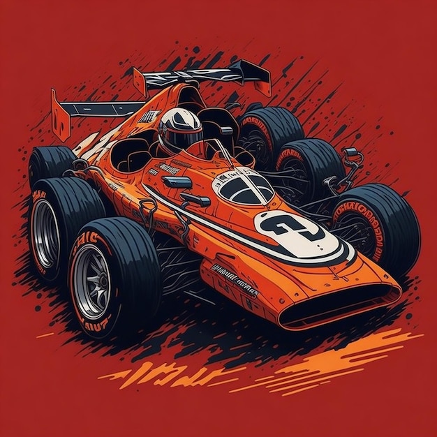 Photo cartoonstyle racing car ai image for tshirt design