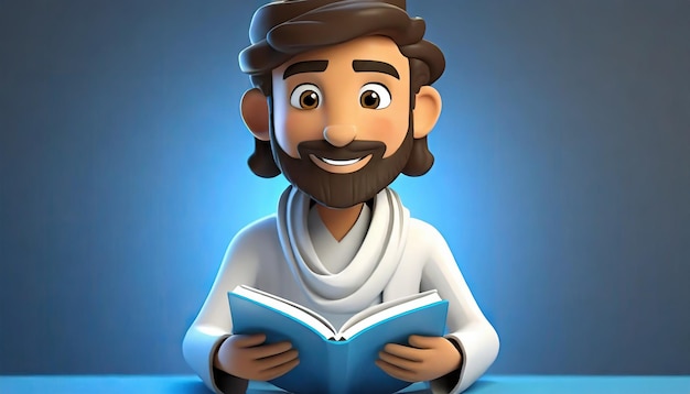 Cartoony jesus christ lifestyle and read book