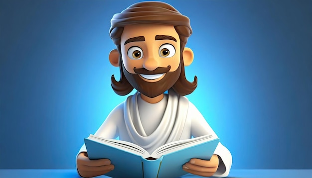 Cartoony jesus christ lifestyle and read book