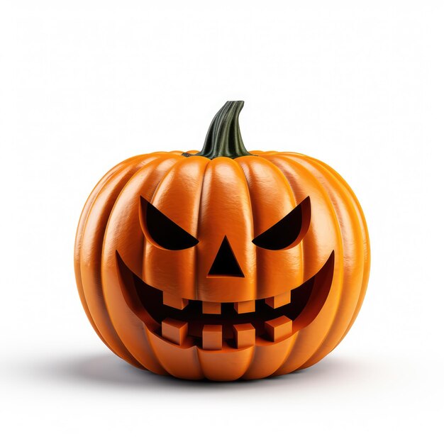 Carved Halloween pumpkin jack o lantern isolated on white background design element