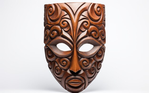 Carved Mask Art on White Background