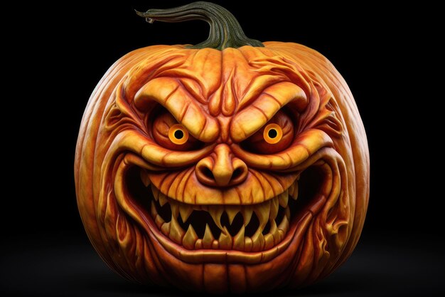 Carved pumpkin with spooky face Fall colors