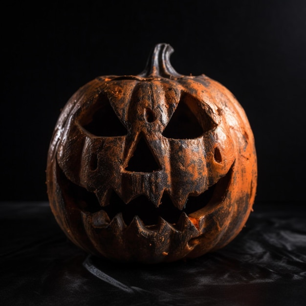 A carved pumpkin with the word halloween on it