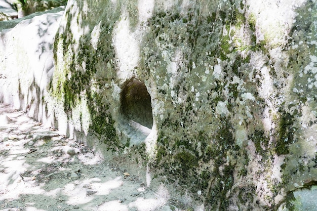 Carved stone in quarry in Shapsugskaya zone