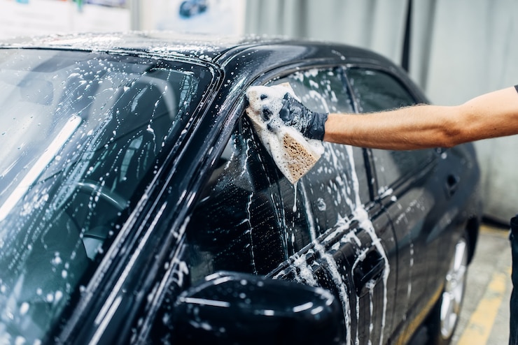 Photo carwash service, car cleaning