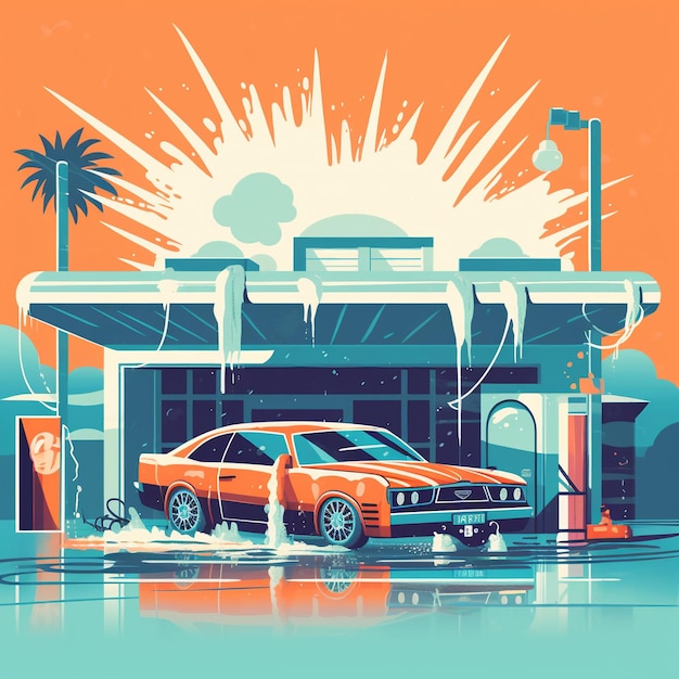 Carwash Service Moderne illustratie