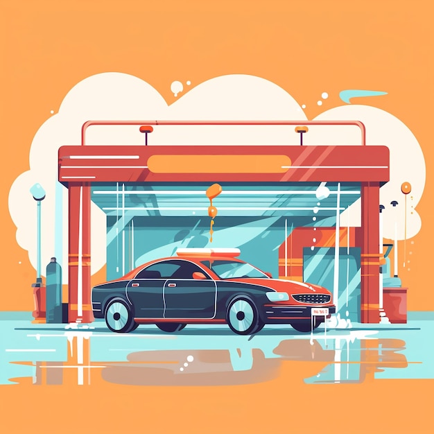 Carwash Service Moderne illustratie