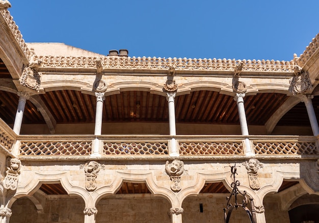 Casa de la Conchas and its carved balconies in Salamanca Spain