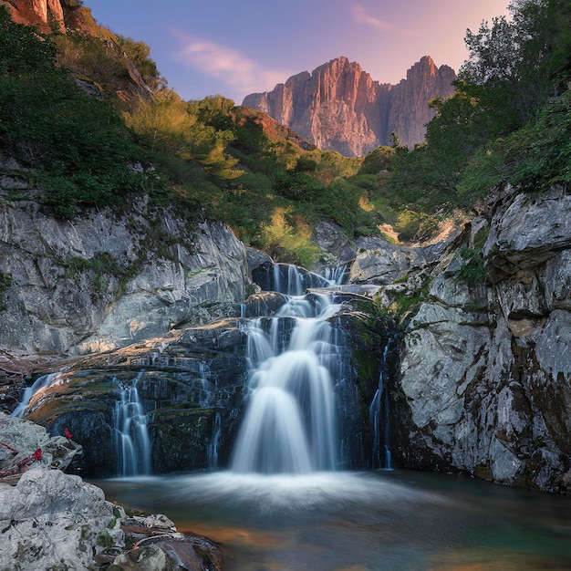 Водопад Cascada Cola de Caballo под Монте-Пердидо в долине Ордеса Арагон Huesca Пиренеи Спа