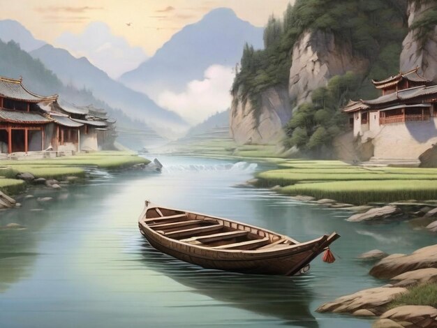 Cascade boat clean china natural rural