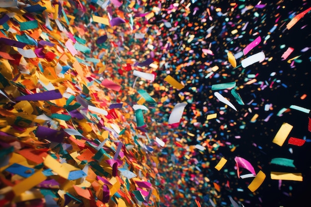 Cascade of colorful confetti raining down creating a festive and celebratory atmosphere of joy