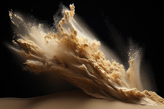 A cascade of sand tumbling down a steep dune captured in highspeed photography