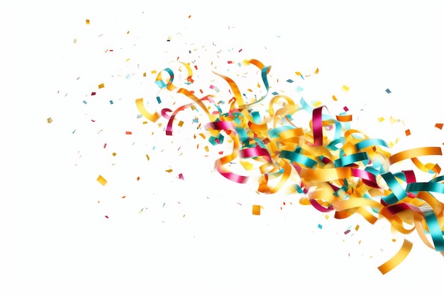 Photo cascade of streamers and confetti on a white or clear surface png transparent background