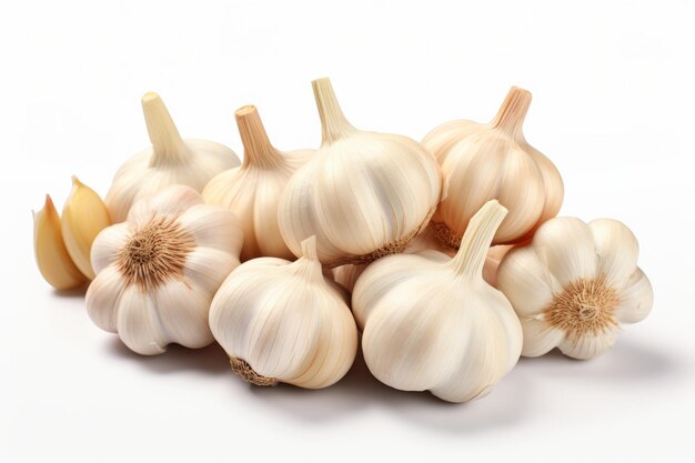Cascading Cloves A Whimsical Pile of Garlic on White On White or PNG Transparent Background