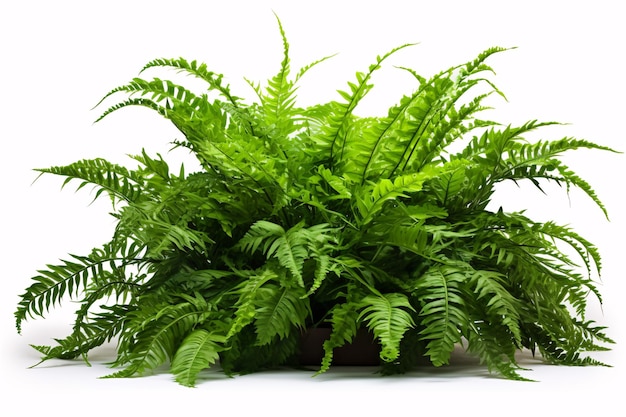 Photo a cascading foliage bush of fishtail fern or nephrolepis spp isolated on white provides a lush landscaping for a shaded garden