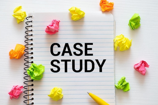 Case study memo written on a notebook with pen