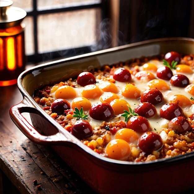 Photo caserole oven baked home cooking comfort food meal