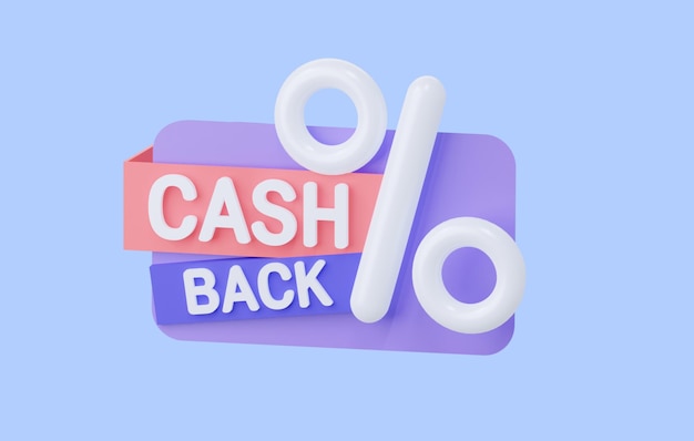 Foto carta cash back con tassi di interesse favorevoli rimborso di fondi sul conto rendering 3d