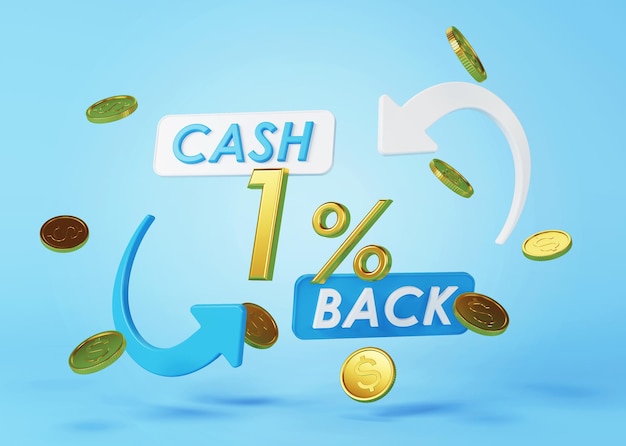 Cash back service Concept of money back and digital payment 3D rendering