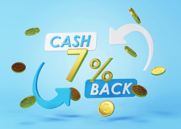 Photo cash back service concept of money back and digital payment 3d rendering