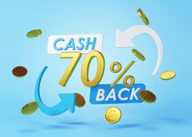 Cash back service Concept of money back and digital payment 3D rendering