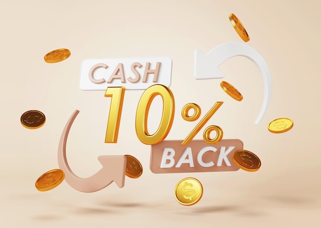 Cash back service Concept of money back and digital payment 3D rendering