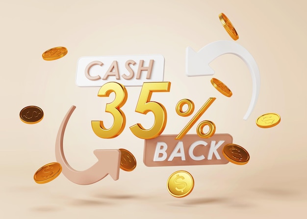 Cash back service Concept of money back and digital payment 3D rendering