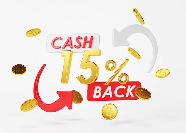 Cash back service Concept of money back and digital payment 3D rendering