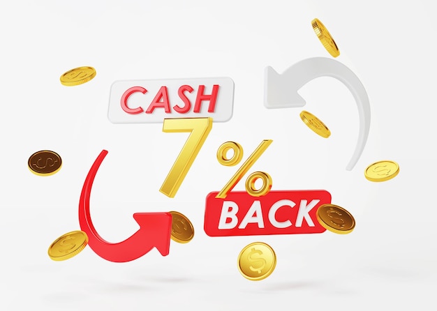 Cash back service Concept of money back and digital payment 3D rendering