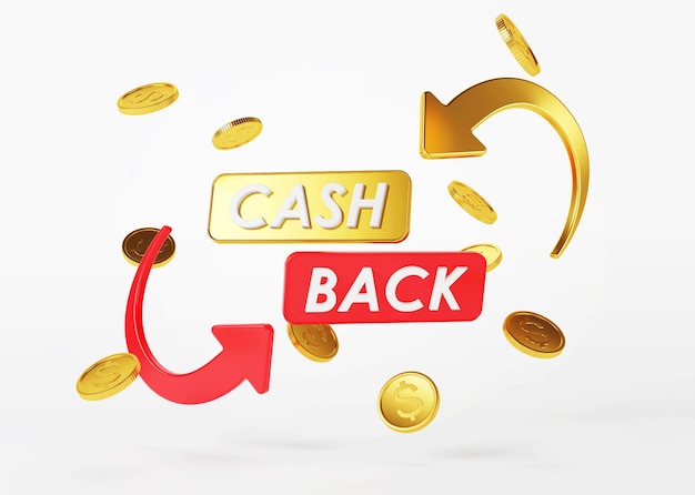 Cash back service Concept of money back and digital payment 3D rendering