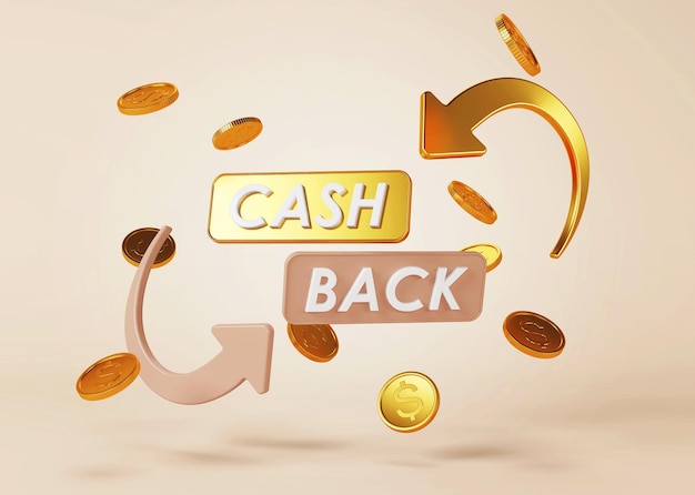 Cash back service Concept of money back and digital payment 3D rendering