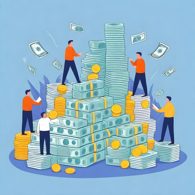 Cash Flow Tiny People Illustration Representing Investment and Analysis in Business