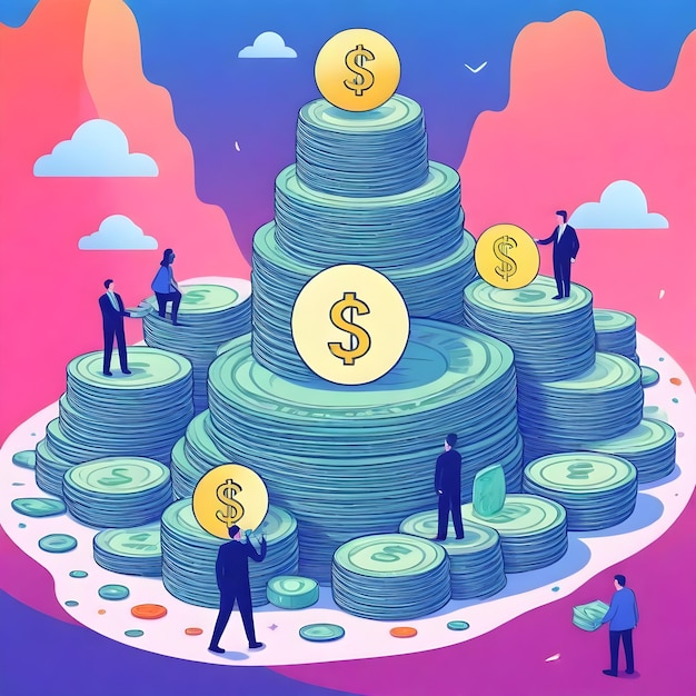 Cash Flow Tiny People Illustration Representing Investment and Analysis in Business