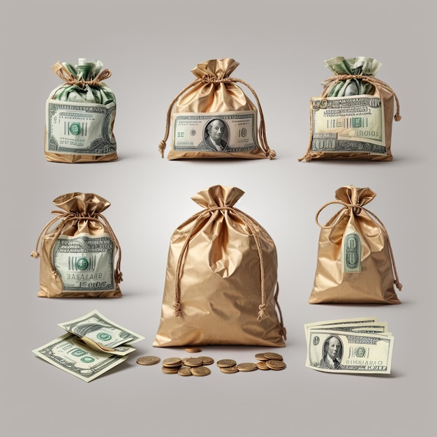 Photo cash pouch wealth currency bag money holder coin purse financial security savings prosperity