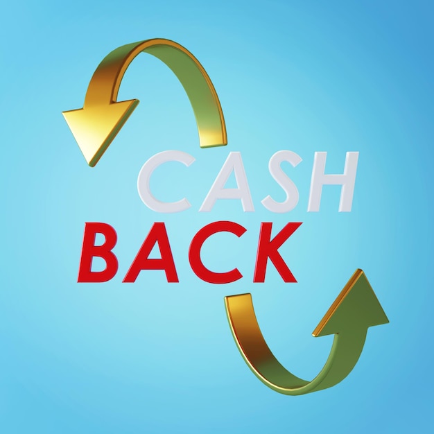 Photo cashback banner with arrows concept of money back and digital payment 3d rendering