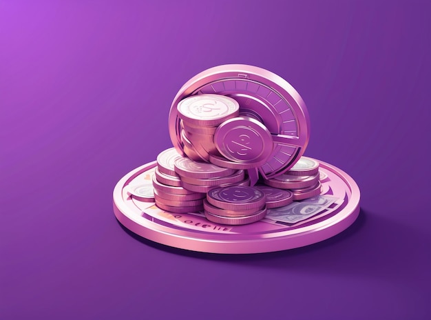 Cashback icon isolated on purple background