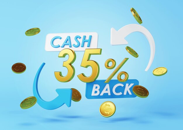 Cashback-service Concept van geld terug en digitale betaling 3D-rendering