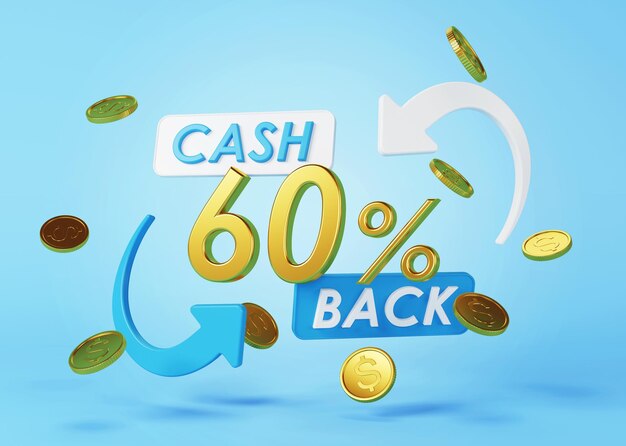 Cashback-service Concept van geld terug en digitale betaling 3D-rendering