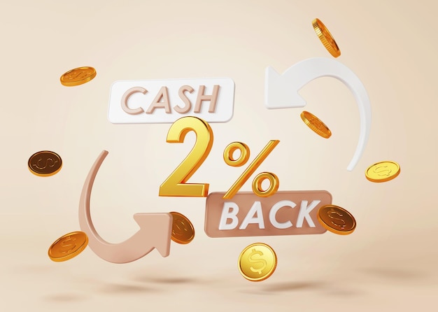 Cashback-service concept van geld terug en digitale betaling 3d-rendering