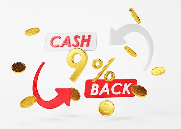 Cashback-service Concept van geld terug en digitale betaling 3D-rendering