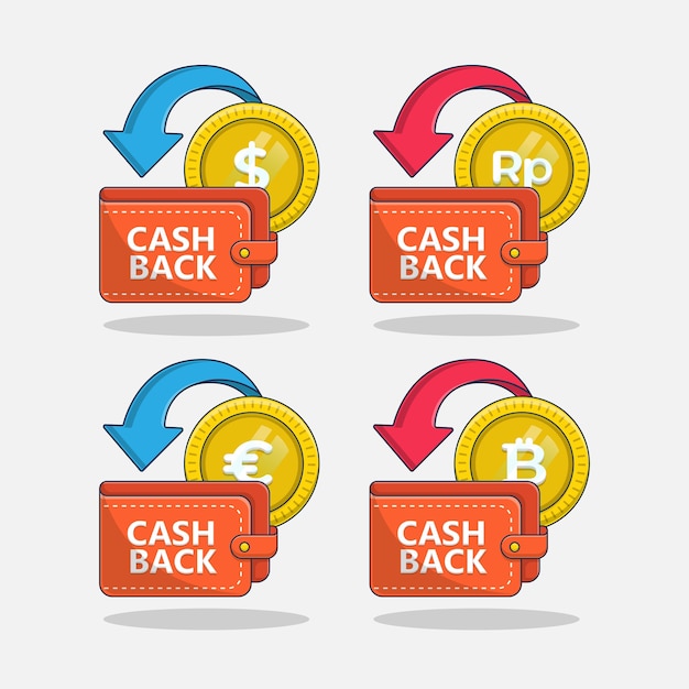 Illustrazione dell'icona del cashback sul portafoglio